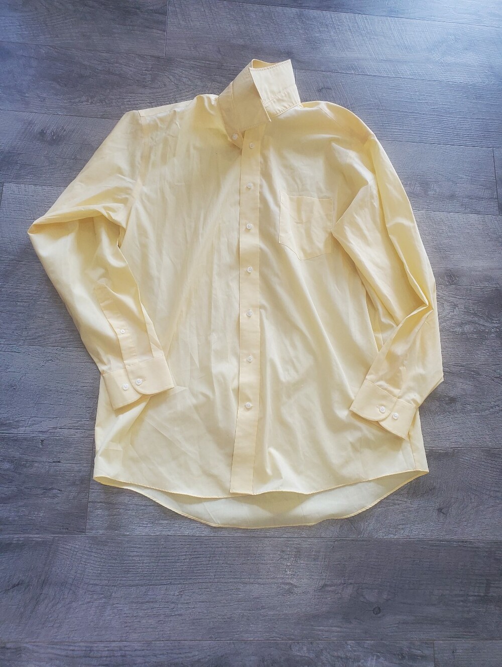 Stafford Light Yellow Long Sleeve Button Up Dress Shirt